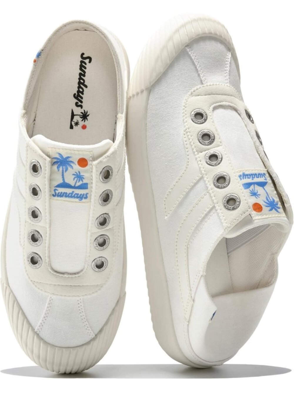 Women's White Memory Foam Insole Non-Slip Backless Mule Canvas Sneaker Shoes